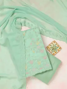 Koskii Floral Embroidered Sequinned Unstitched Dress Material