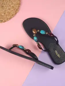 Metro Women Embellished Open Toe Flats