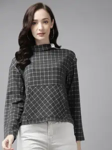 The Roadster Lifestyle Co. Women Checked Sweatshirt