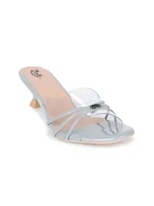 ZAIF Women Transparent Open Toe Kitten Heels Sandals
