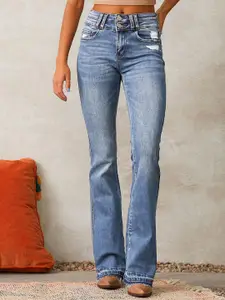 all about you Women Regular Fit High-Rise Light Fade Low Distress  Jeans