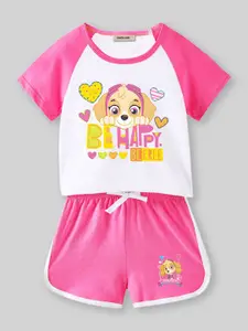 INCLUD Girls Typographic Printed T-shirt with Shorts