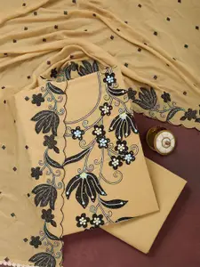 Koskii Floral Embroidered Beads and Stones Unstitched Dress Material