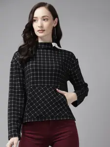 The Roadster Lifestyle Co. Checked Cotton Turtle Neck Pullover