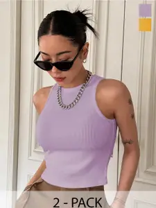 TOOCHKI Women Pack of 2 Ribbed Tank Crop Top