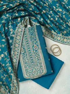 Koskii Floral Embroidered Silk Unstitched Dress Material