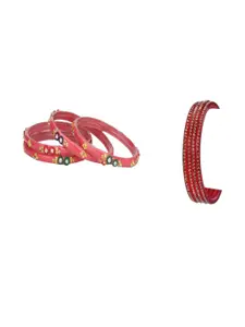 Somil Combo Of 2 Set, Red glass bangles