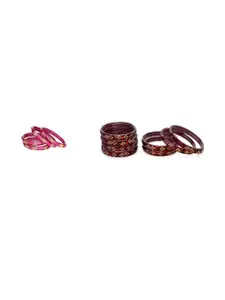 SOMIL Women Set Of 2 Maroon & Pink Glass Artificial Stones Bangles