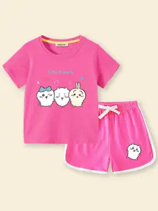 INCLUD Girls Graphic Printed T-shirt with Shorts