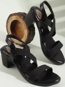 Denill Women Black Gladiator Heels