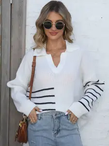 bebe Wmen Ribbed Shirt Collar Long Sleeve Pullover Sweater