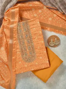 Koskii Bandhani Printed Thread Work Chanderi Unstitched Dress Material