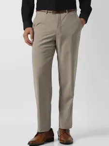 Van Heusen Men Textured Regular Fit Mid-Rise Formal Trousers
