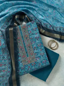 Koskii Bandhani Printed Thread Work Chanderi Unstitched Dress Material