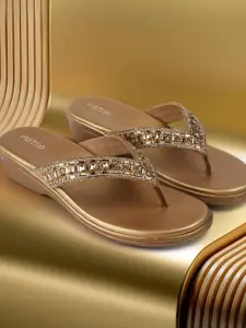 Metro Women Embellished Open Toe Wedge Heel Sandals
