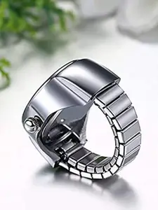 DIVASTRI Sliver Plated Stretchable Finger Ring Watch