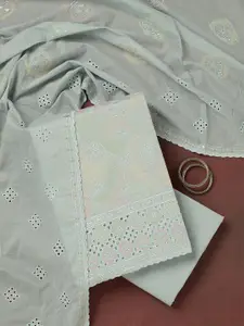 Koskii Floral Embroidered Thread Work Unstitched Dress Material