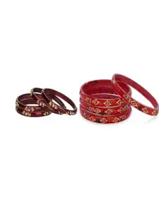 Somil Elegant Combo Glass Bangle Set | Handmade Traditional Chudi For Women | Perfect For Daily & Occasion Use, Combo Of 2 Set, Maroon, Red