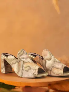 Metro Women Embellished Block Heel Peep Toes