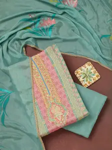 Koskii Ethnic Motifs Printed Beads and Stones Unstitched Dress Material