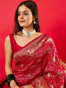 Anouk Bandhani Woven Design Zari Border Saree