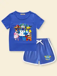 INCLUD Girls Robocar Poli Graphic Printed T-shirt With Shorts