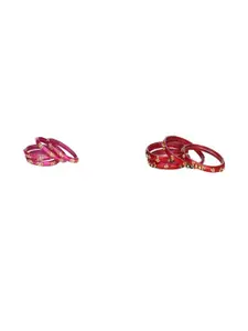 Somil Elegant Combo Glass Bangle Set | Handmade Traditional Chudi For Women | Perfect For Daily & Occasion Use, Combo Of 2 Set, Multicolor, Red