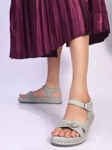 SHUZ TOUCH Women Comfort Sandals with Laser Cutwork