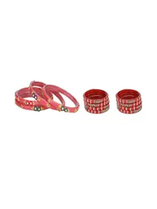 SOMIL Women Set Of 12 Artificial Stones And Beads Handcrafted Glass Bangles