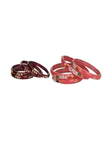 Somil Elegant Combo Glass Bangle Set | Handmade Traditional Chudi For Women | Perfect For Daily & Occasion Use, Combo Of 2 Set, Maroon, Gajri