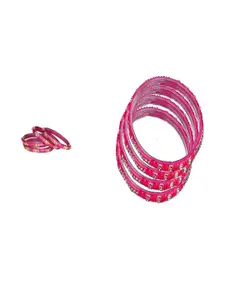 Somil Set Of 8 Alloy Artificial Stones and Beads Glass Bangles