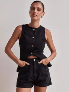 all about you Cotton Round Neck Waistcoat With Shorts Co-Ords