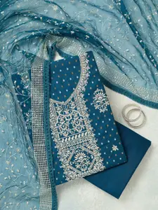 Koskii Floral Embroidered Sequinned Unstitched Dress Material