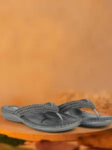 Mochi Women Embellished Open Toe T-Strap Flats with Ethnic - Embellished