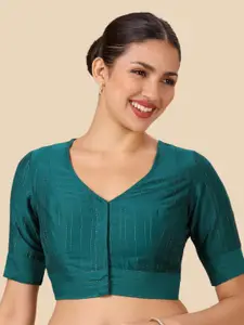 Studio Shringaar Striped V-Neck Saree Blouse