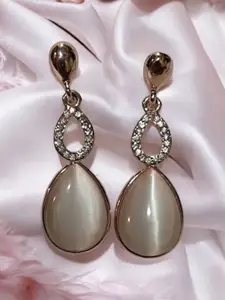 Awaglamm Fashion Rose Gold-Plated Stones Teardrop Shaped Drop Earrings