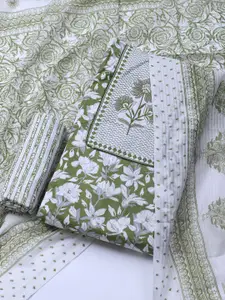 Meena Bazaar Floral Embroidered Thread Work Unstitched Dress Material