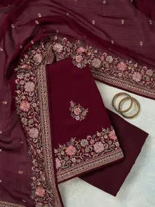 Koskii Floral Embroidered Sequinned Unstitched Dress Material