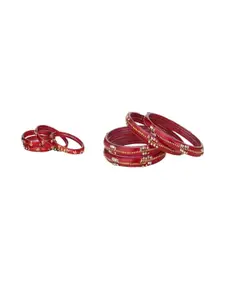 Somil Elegant Combo Glass Bangle Set | Handmade Traditional Chudi For Women | Perfect For Daily & Occasion Use, Combo Of 2 Set, Red