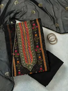 Koskii Floral Printed Sequinned Unstitched Dress Material