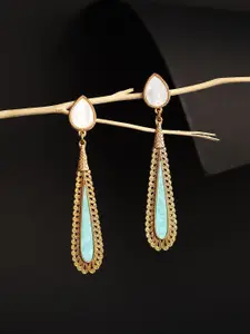 DIVASTRI Gold-Plated Teardrop Shaped Drop Earrings