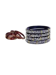 SOMIL Set of 8 Stones Studded Glass Bangles