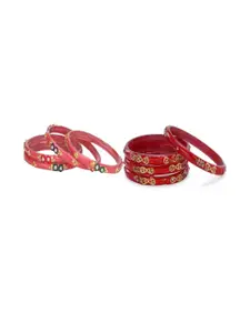 SOMIL Set of 8 Stones Studded Glass Bangles