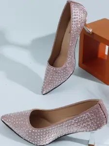 Denill Women Synthetic Peach Kitten Heel