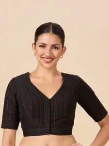 Studio Shringaar Striped V-Neck Saree Blouse