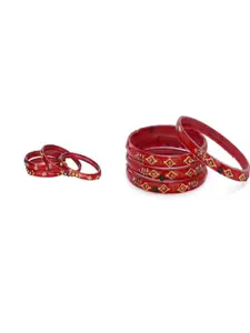 Somil Elegant Combo Glass Bangle Combo Of 2 Set, Red