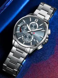 Curren Men Waterproof Chronograph Analogue Watch CR-8475-Silver Blue