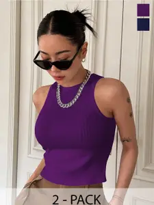 TOOCHKI Pack Of 2 Ribbed Fitted Crop Top