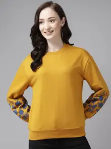 The Roadster Lifestyle Co. Women Embroidered Cotton Pullover Sweatshirts