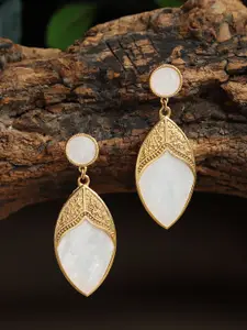 DIVASTRI Gold-Plated Leaf Shaped Drop Earrings